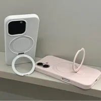 Étui de téléphone en silicone liquide avec anneau magnétique compatible avec iPhone 16 15 14 Plus 13 12 11 Pro Max, coque mate souple