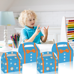 DD351 naranja azul fiesta Favor cajas azul naranja dibujos animados papel tratar cajas para fiesta de cumpleaños Baby Shower fiesta suministros - Product Image 6