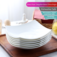 Service de vaisselle en porcelaine fine personnalisé, couleur unie blanche, pour la maison, l'hôtel et le restaurant