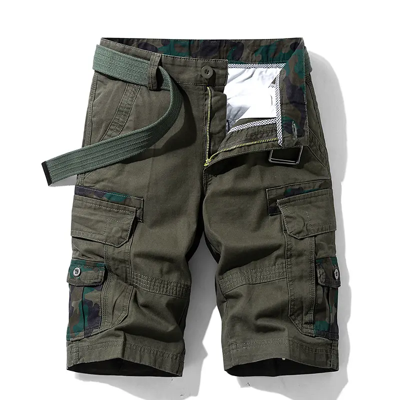 Men's Premium Twill Cargo Shorts Camouflage Multi-Pocket Cropped Pants