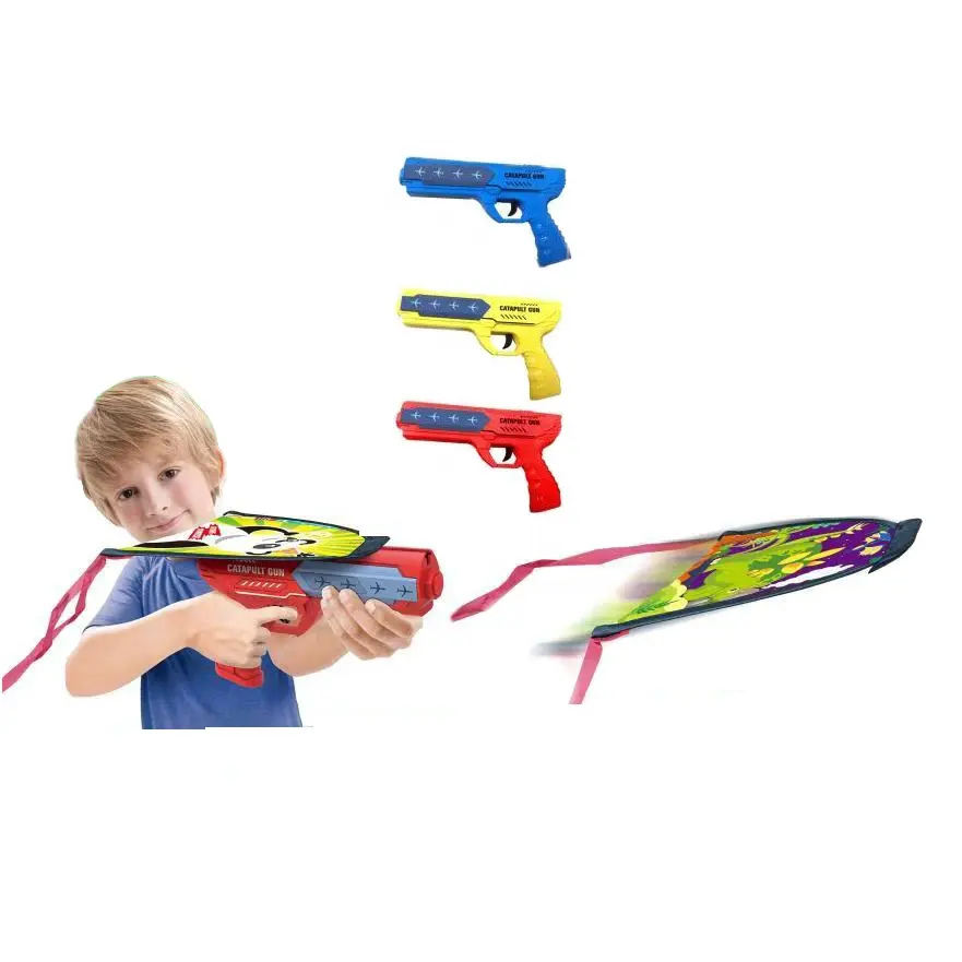 새로운 도착 3 색 비행 연 투석기 장난감 총 비행 연 장난감 비행 경연 발사기 장난감 아이 지원 사용자 정의 패턴