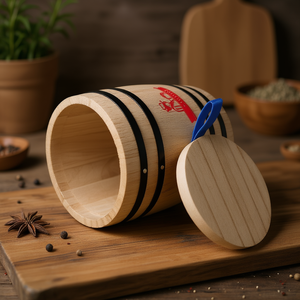 Recipiente de madera Liu, pequeño tarro hermético para almacenamiento, organizador de cocina rústico con tapa para especias y condimentos - Product Image 2