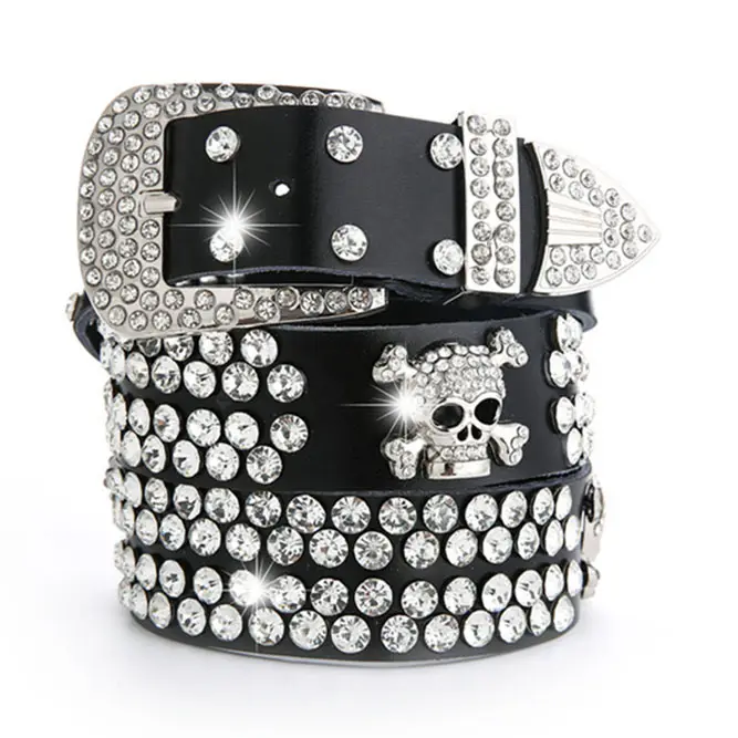 Cinturón ancho para mujer, accesorios de cuero genuino de lujo, con diamantes de imitación decorativos, edición de Vaqueros