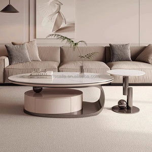 <span class=keywords><strong>Tavolino</strong></span> da caffè moderno in stile americano, popolare <span class=keywords><strong>per</strong></span> il soggiorno, con piano in ardesia e mobiletto, tavolo da tè ovale di lusso <span class=keywords><strong>per</strong></span> <span class=keywords><strong>divano</strong></span> - Product Image 4
