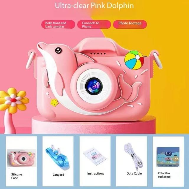 1080P Waterproof Kids Outdoor Digital Camera 120 Wide Angle 32GB Built-in Memory 2.0" Screen Face Recognition SD Silicone