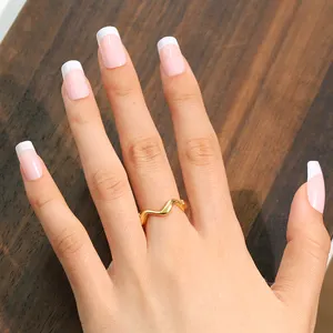 24 pezzi punta francese bianca per unghie rosa finte unghie unghie artificiali quadrate porta unghie presson unghie con acrilico all'ingrosso