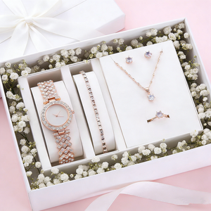 <strong>Rose</strong> <strong>Gold</strong> Single Row Zircon Ladies Fashion <strong>Watch</strong> <strong>Set</strong> - Product Image 4
