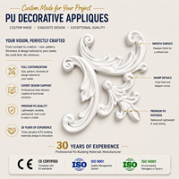 Ornement d'angle moderne en polyuréthane français, moulure décorative murale et de plafond à motif de feuille d'acanthe européenne, fleur décorative