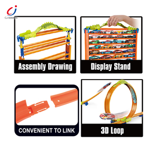 Piste de course pour voitures de jouet Chengji, rangement, jeu multifonctionnel, rail, 5 voitures de course en alliage, boucle à 360 degrés, garage, course, éjection de vitesse - Product Image 3