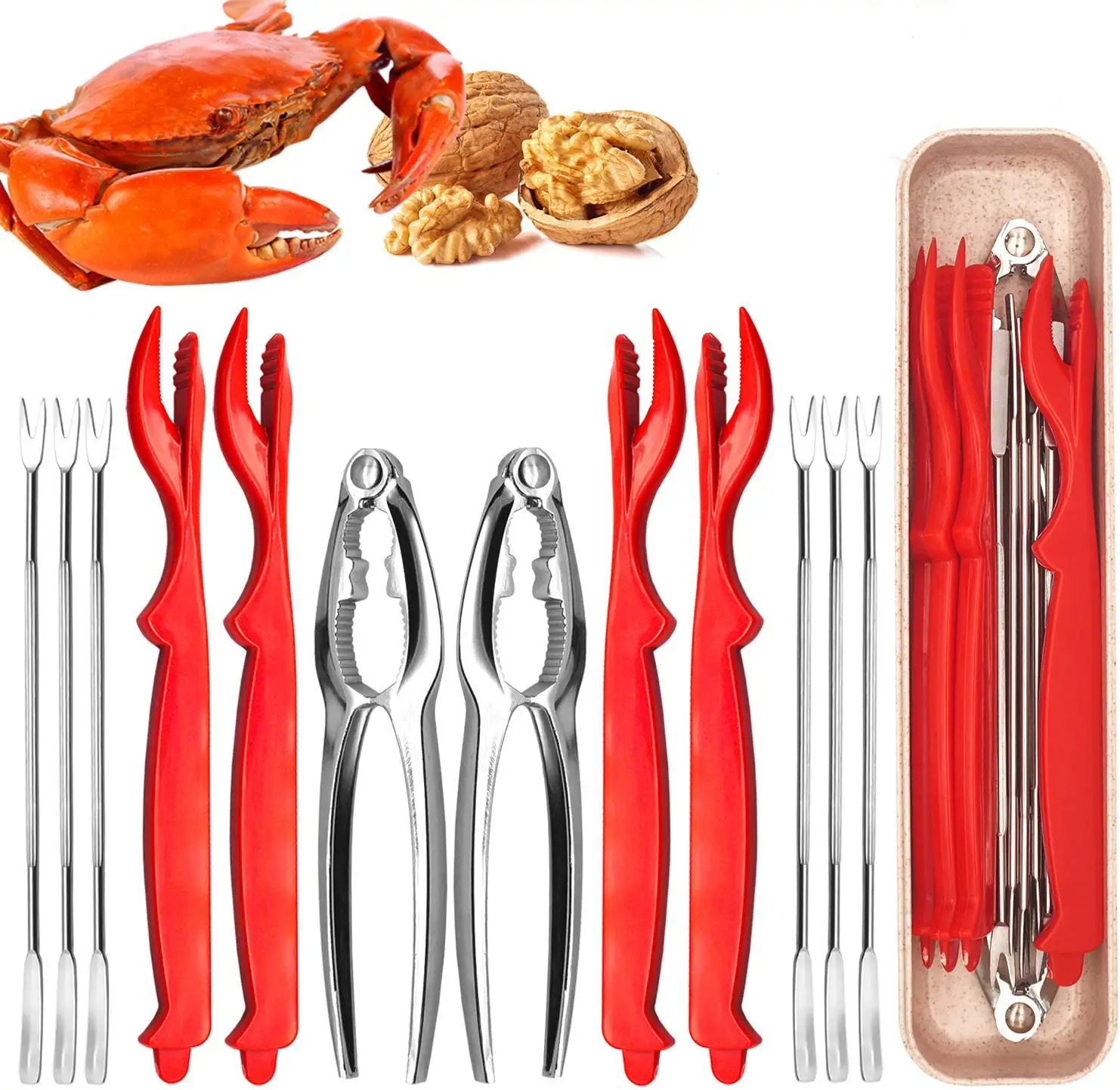 Ensemble d'outils pour craquelins à homard, pour les coquillages et les noix, y compris les craquelins et les pics à fruits de mer, fourchettes