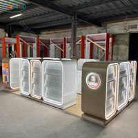 Kiosque LED pour la vente de téléphones portables et d'accessoires, et vitrine pour étuis de téléphone avec étagères en acrylique pour centre commercial