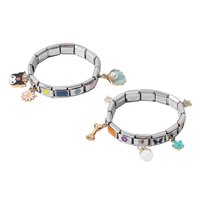 Bracelet modulaire italien personnalisable en acier inoxydable avec perles émaillées pour femme – Idéal comme cadeau
