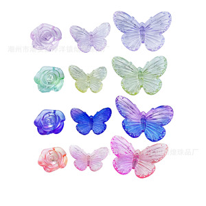 Chaîne de cheveux en acrylique translucide dégradé bicolore motif papillon rose pour bijoux DIY et accessoires de décoration décontractée - Product Image 5