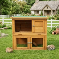 Cage à lapins en bois de sapin massif pour extérieur avec plateau extractible pour un nettoyage facile, enclos pour petits animaux, cage à lapins