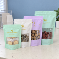 Sachet d'emballage alimentaire mat avec fenêtre transparente, fermeture éclair refermable, pour snacks, noix, fruits secs, bonbons, pochette Doypack à fond plat