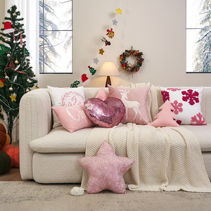 Factory Alien Shaped Polyester Plush Pillow Christmas Living Room Sofa Dress up <strong>Cushion</strong> Girl's <strong>Star</strong> Pink Embroidered Pillow Case - Product Image 2