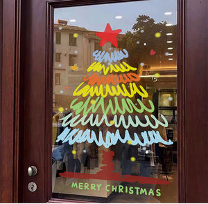 Removable Christmas Window <b>Sticker</b> Static Cling Transparent Decal Shop <b>Glass</b> Doors, Holiday Decoration for Café Storefront Home - Product Image 4