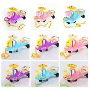 Childrens Rocking Car Blue Plastic Four Wheels Electric With Music For 1-6 Years Old Kids Swing Car - Product Image 2