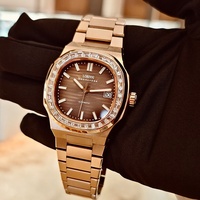 Montre mécanique pour homme Robini en acier inoxydable, design carré lumineux et tendance, grand cadran automatique, résistante à l'eau 5ATM