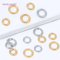 Anneaux de jonction fermés lisses en laiton plaqué or 18 carats de 4/5 mm, couleur noire durable, pour la fabrication de bijoux DIY