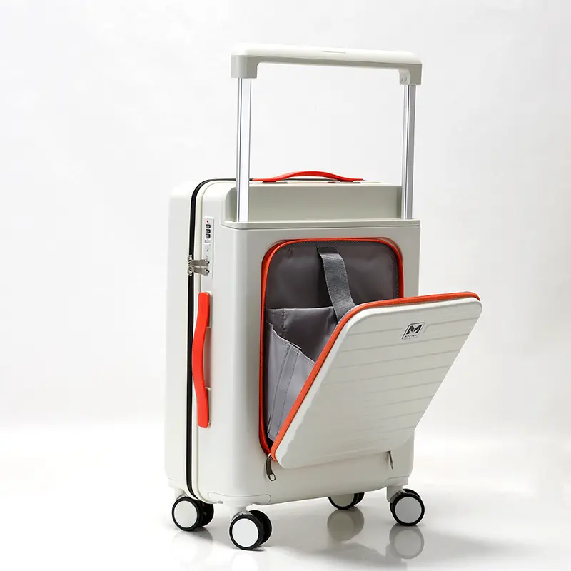 July New Arrival Multifunctional Luggage Trolley Custom Logo Front Opening PC Suitcase for Travel Luggage Rack