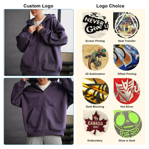 Sudadera con Capucha Personalizada con Logotipo, Bordado 3D de Alta Calidad, Estampada, con Cierre, Talla Grande, Forrada, de Punto Grueso, Hombros Caídos, Ecológica, para Hombre - Product Image 2