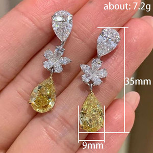 Eleganti Orecchini Pendenti Classici a Goccia in Ottone per Donne, con Pietra Gialla, per Uso Quotidiano e Feste, Vendita all'Ingrosso - Product Image 3