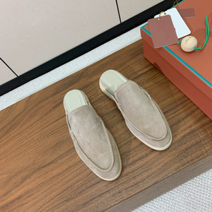 Men Italian Style Original Suede Backless Mule Loafers Hand Sewn Slip on Outdoor Flat <strong>Shoes</strong> - Product Image 3