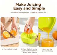 Presse-agrumes manuel 2-en-1 en PP de qualité alimentaire avec bol détachable pour citron, orange, pamplemousse – Réutilisable