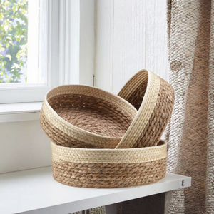 Cestino portaoggetti fatto a mano cippato con coperchio in vimini tessuto Design per sala <span class=keywords><strong>da</strong></span> pranzo <span class=keywords><strong>piccolo</strong></span> Desktop cesto regalo di fiori fodera per bambino - Product Image 2