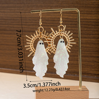 Boucles d'oreilles pendantes plaquées or délicates et ludiques, breloque fantôme, rayons de soleil holographiques scintillants, bijoux fantaisie pour femme, cadeau