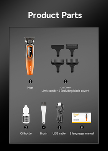 Cho Kemei KM-1687 có thể sạc lại điện tóc tông đơ DLC tráng lưỡi gốm 8000 vòng/phút kim loại thân máy bay dao cạo cho hộ gia đình sử dụng - Product Image 6