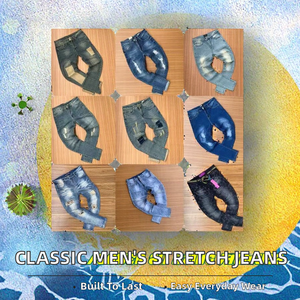 Pantalones de mezclilla tipo lápiz para hombre al por mayor, clásicos, casuales de negocios, elásticos, con estampado y agujeros, de mezclilla de densidad media, ecológicos, transpirables, de cintura media. - Product Image 2