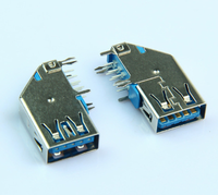 Prise latérale USB3.0 AF Base de corps longue Type de sertissage a 90 degrés Vertical Colle bleue Prise d'interface de transmission de données Connecteur USB