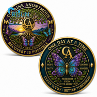 Porte-clés personnalisé avec jeton de sobriété, médaillon ou pièce de défi personnalisée pour l'Alcoolics Anonymous et la Cocaine Anonymous (CA)