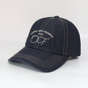 Gorras sin estructura con logotipo bordado personalizado de alta calidad, ajustables, Unisex, informales, Vintage, 6 paneles, gorras de ala curva vaquera, sombrero de papá - Product Image 1