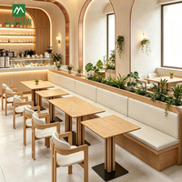 Ensemble de mobilier commercial moderne en forme de U pour restaurant, table et chaises en bois et métal pour café, vente en gros
