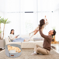 Lit rond en feutre pour chat avec poignées de transport, niche intérieure pour chat, abri confortable pour animaux de compagnie pour la maison