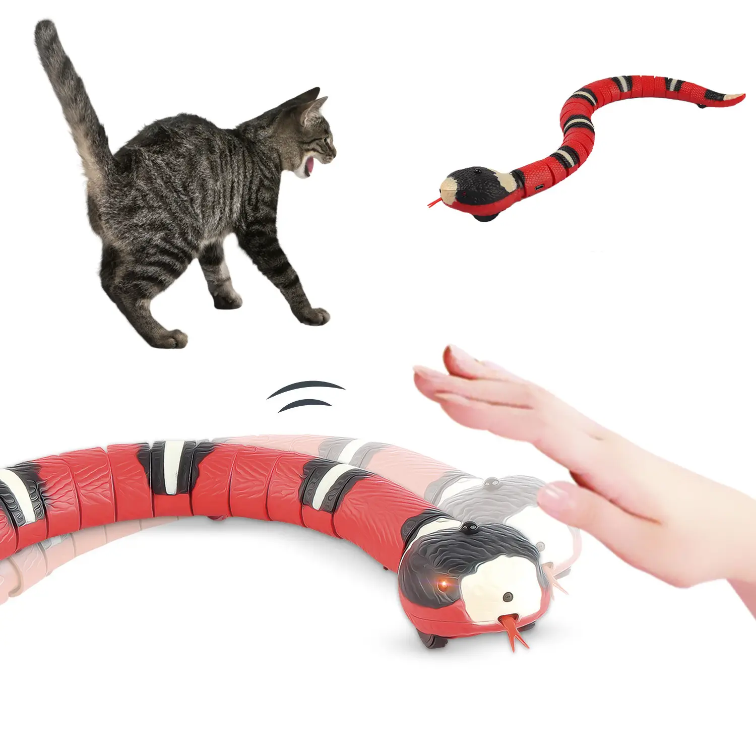 Mainan Kucing Ular Penginderaan Pintar Mainan Interaktif Listrik untuk Kucing USB Pengisian Mainan Hewan Peliharaan untuk Anjing Peliharaan Bermain Game