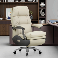Fauteuil de bureau exécutif moderne et luxueux en cuir, inclinable, avec accoudoirs et appuie-tête réglables pour les bureaux à domicile