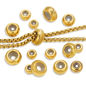 Adjustable Slider Spacer <b>Beads</b> | 18K PVD Gold Plated Stainless Steel <b>Large</b> Hole Stopper <b>Beads</b> for DIY Bracelet Necklace Making - Product Image 1