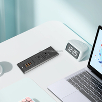Biqio kotak soket meja Strip ekstensi daya tersembunyi konferensi dengan 2 USB pengisi daya Cepat port outlet furnitur untuk rumah kantor
