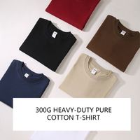 Cetak layar kustom Pro Club kualitas tinggi Terry 100% katun Mock leher kosong 300 Gsm uniseks ukuran besar kaus pria berat