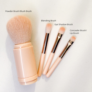 4 in 1 <b>Mini</b> Retractable Makeup Brush Set Soft Synthetic Hair Foundation Blending Face Cosmetic Travel Brush <b>Kit</b> - Product Image 1