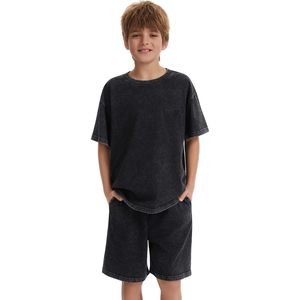 Keepsowing Kids Cotton Acid Wash <b>T</b>-<b>Shirt</b> Unisex Oversized Loose Fit With <b>Pocket</b> 3-16Y - Product Image 2