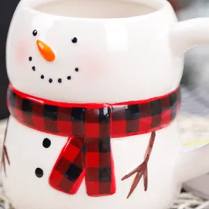 Redeco Hot Sale Weihnachts serie Kaffee Wasser Milch Schneemann Tasse Nette Weihnachts becher Keramik Schneemann Tasse Für Geschenke Home Decoration