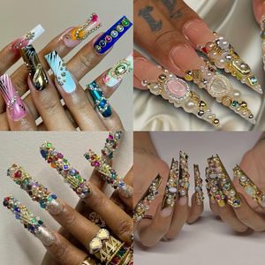 Boîte de 12 compartiments pour accessoires de décoration d'ongles en métal, style japonais, avec strass colorés et dorés, vintage et de luxe - Product Image 6