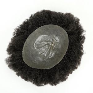 Prothèse capillaire afro pour hommes noirs, cheveux indiens 100% humains vierges Remy, base en soie, système de remplacement capillaire - Product Image 5