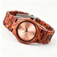 Montres unisexes avec cadran en cuivre, en bois pur, respectueuses de l'environnement, mouvement à quartz japonais, pointeur en verre tendance, logo personnalisé