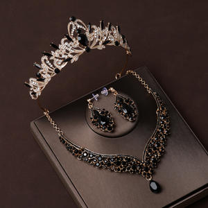 Mariée <span class=keywords><strong>couronne</strong></span> casque noir Grand mariage bijoux trois pièces ensemble pour dix-huit ans adulte femmes cadeau d'anniversaire <span class=keywords><strong>couronne</strong></span> - Product Image 6